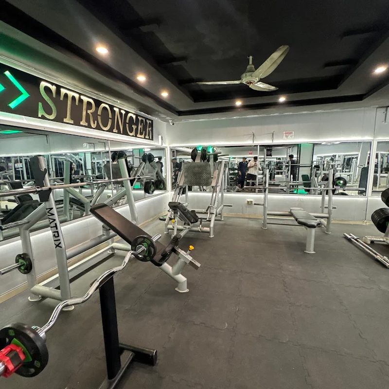 Bench and free-weight area